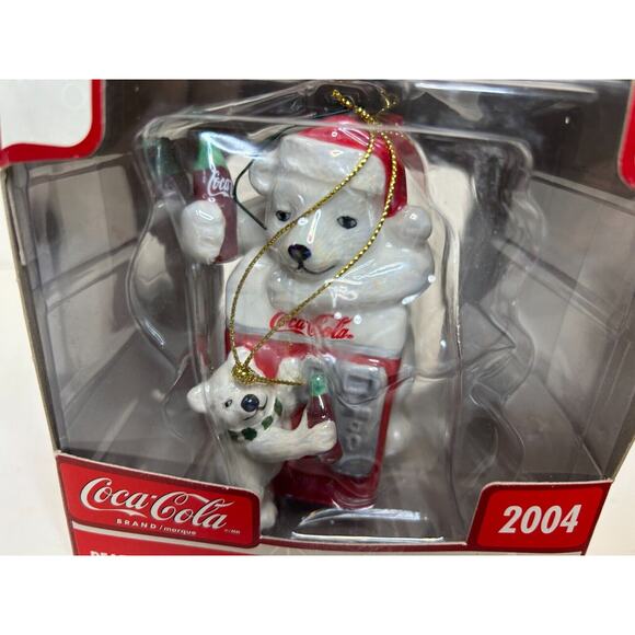 Coca-Cola Pearlescent Porcelain Ornaments Lot of 3 Christmas 2003 2004 - Picture 6 of 7